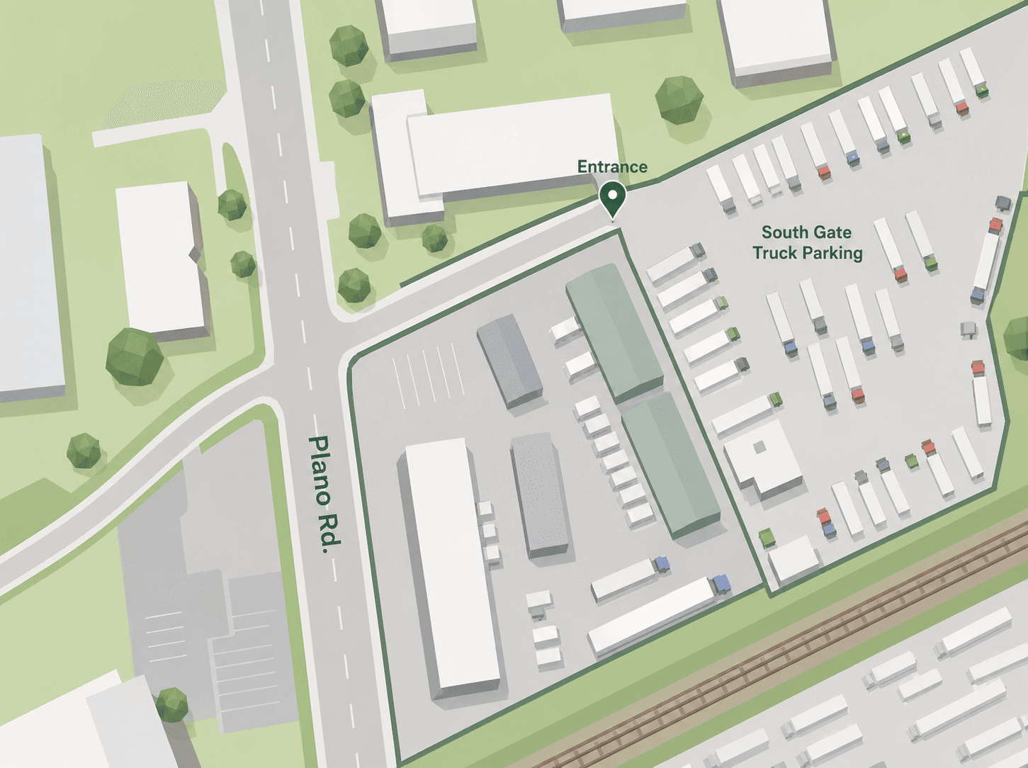 Map showing South Gate Truck Services, with the entrance marked.